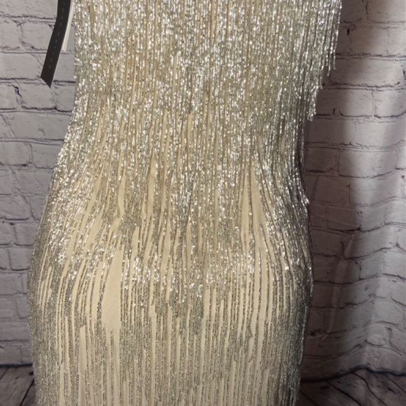 NWT Aidan Mattox Seed Bead Gold/Silver Fringe Dress, SZ 6, Fearless Era Inspired - Picture 9 of 15